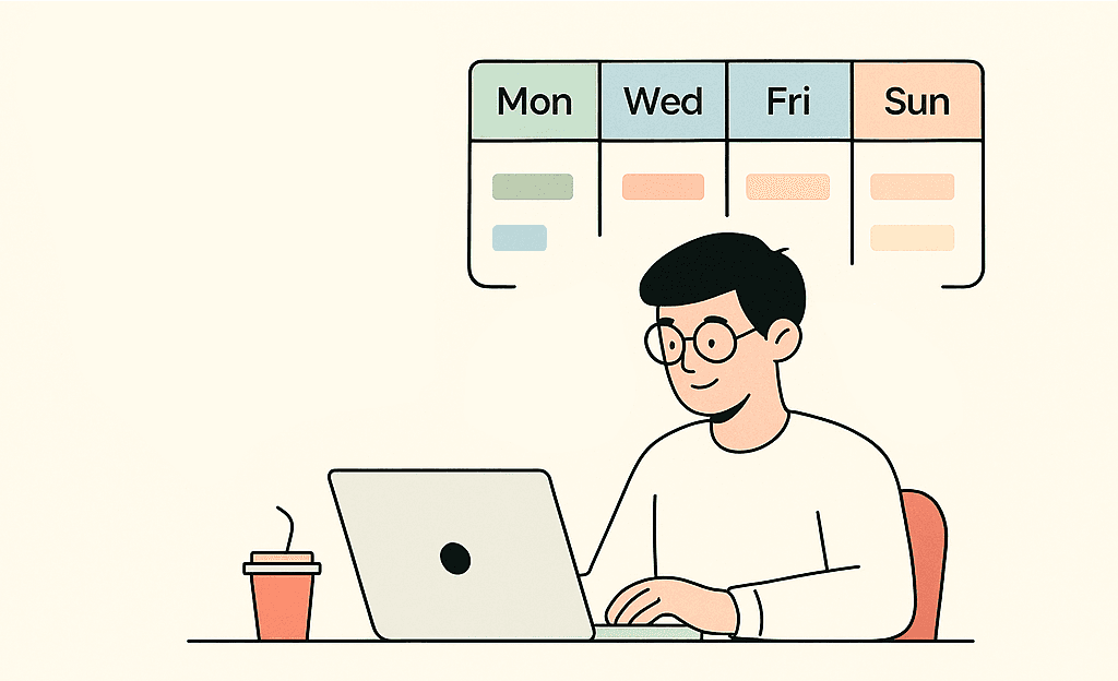 Illustration comparing cramming with spaced repetition over several days.